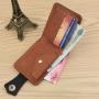 HR329 Men's Short Buckle Coin Wallet ID Card Pu Wallet Horizontal Square Zipper Grid Card Slot Casual Business Father's Day Gift