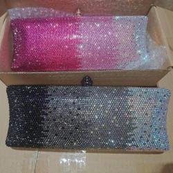 New Fashion Women Crystal Box Clutch Evening Handbags Wedding Party Bridal Colorful Rhinestone Handbags Purse Evening bag