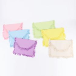 Girls Candy Color Cute Bags Handy Clutches Pouch Lady Flat Envelope Clutch Bag Cotton Fringe Tassel Women's Canvas Clutch Purse