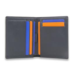 Leather Pull Tab Style Credit Card Wallet Grey Cow leather Card Slot Slim Wallet