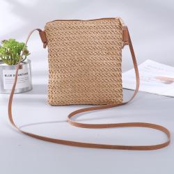 Summer European and American fashion mini mobile phone crossbody bag solid color straw woven women's bag