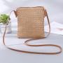 Summer European and American fashion mini mobile phone crossbody bag solid color straw woven women's bag