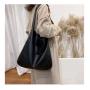 New Fashionable Denim Shoulder Bag PU Shopping Satchel for College Students Make-Up Tide Cloth Tote Mother Bag