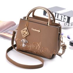 New Women's Handbag Fresh Embroidery Korean Version Single Shoulder Crossbody Bag Pu Pendant Women's Bag