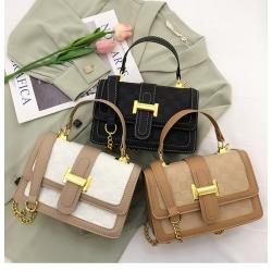 Trendy Lady Designer Bag Two Color Grid Flap Pattern Cross Body Purse Women Golden Hardware & Chain Strap Sling Messenger