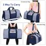 Customized Logo Blue Strip Nylon Shoulder Sport Weekender Bags Hand Carry Travel Overnight Duffle Bags for Women Men