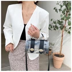 ZR500 Woman Bags Fashion Girl Transparent Splicing Graffiti Messenger Bag Single Shoulder Ladies phone Small Square Bag Female