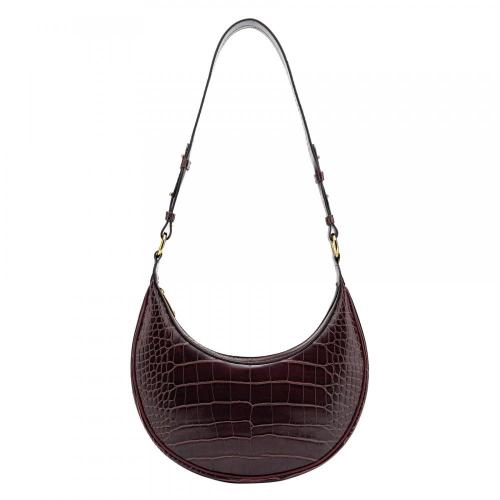 Custom Half Moon bag Brown Crocodile Vegan Leather Shoulder bags Handbag