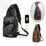 New men's USB charging anti-theft chest bag leisure retro pu leather shoulder bag men's outdoor cycling sports crossbody bag