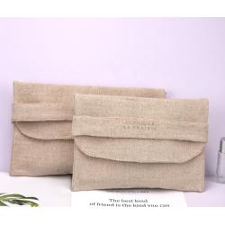 2023 New Design Thick Canvas Envelope Dust Bag For Gift Tableware Packing Custom Logo Printed Natural Cotton Flap Pouch