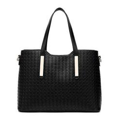 Women's Fashionable Cosmetic Straw Woven Handbag Single Zipper PU Polyester Ladies Tactical Shoulder Bag 3 Piece Set Wholesale