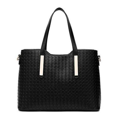 Women's Fashionable Cosmetic Straw Woven Handbag Single Zipper PU Polyester Ladies Tactical Shoulder Bag 3 Piece Set Wholesale
