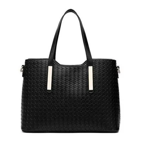 Women's Fashionable Cosmetic Straw Woven Handbag Single Zipper PU Polyester Ladies Tactical Shoulder Bag 3 Piece Set Wholesale