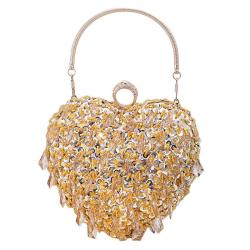 HR562 Women Heart Shaped Beauty Chain Beaded Dinner Bag Luxury Retro Sequin Clutch Bag Fashion Shiny Shoulder Crossbody Bag