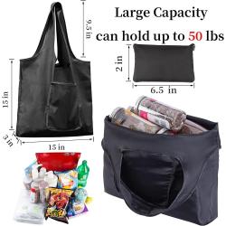Large Reusable Grocery Bags Machine Washable Polyester Lightweight Heavy Duty Foldable Shopping Tote Bag