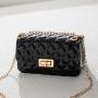 2024 Women's New Fashion Double-Hole Diamond Chain Jelly Bag Fresh Sweet Small Square Cross-Border Shoulder Bag Lady Style