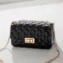 2024 Women's New Fashion Double-Hole Diamond Chain Jelly Bag Fresh Sweet Small Square Cross-Border Shoulder Bag Lady Style
