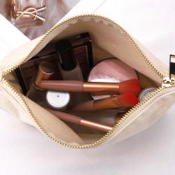 Custom Logo printing Canvas Zipper Makeup Brush Organizer Cosmetic Pouch Travel Cotton Zipper Bag