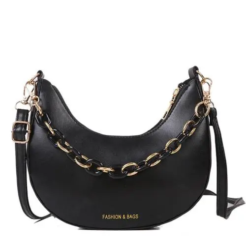 HR230 New Trend Fashionable Crossbody Ladies Bag PU Popular One Shoulder Portable Women's Bag Underarm Curved Moon Handheld Bag