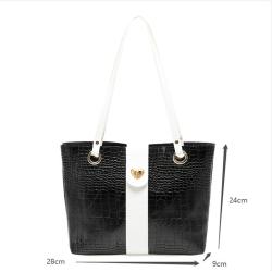 Gelory Customized Crocodile Pattern PU Leather Ladies Shopping Tote Women Hand Bags Large Capacity Lock Strap Shoulder Bag