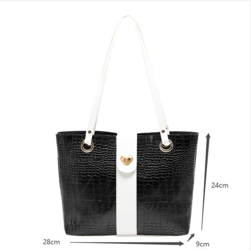 Gelory Customized Crocodile Pattern PU Leather Ladies Shopping Tote Women Hand Bags Large Capacity Lock Strap Shoulder Bag