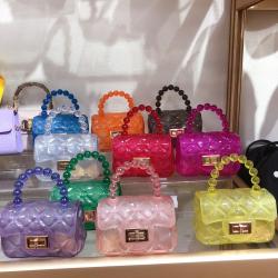 2024 New women's bag small square bag pvc ladies solid colour jelly handbag crossbody shoulder bag fashion ladies handbag