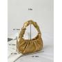 Fashion Ins Woman Designer Handbags Custom Simple Retro Sling Bag With Wooden Handle Pleated Cloud Small Bag Pure Color