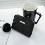 New Product Women's Coin Purse 2024 New Diamond Embroidery Pu Leather with Fur Ball Wallet Small Card Case Casual Small Bag