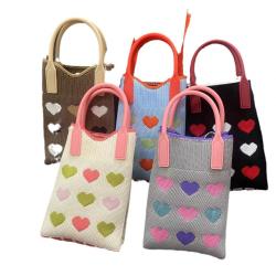 KBW634 Lovely Decorative Cell Phone Bag Student Knitting Hand Carry Storage Coin Purse Fashion Handheld Crossbody Small Bag