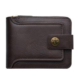 ZF220 Men Wallet Short Retro Fashion Zip Bag Multi-card Position Large Capacity Pop Card Bag Daily Carry PU Leather