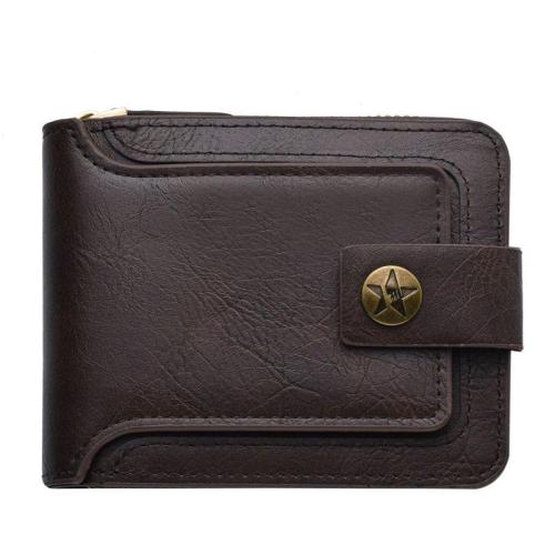 ZF220 Men Wallet Short Retro Fashion Zip Bag Multi-card Position Large Capacity Pop Card Bag Daily Carry PU Leather
