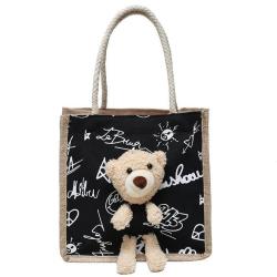KBW582 Hot Sale Ladies Canvas Bag Handheld Linen Tote Bag Women Cotton Linen Shopping Bag Wholesale Logo