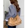 New autumn and winter soft leather drawstring pleated bag versatile solid color shoulder bag with large capacity underarm bag