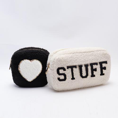 Keymay Rts Fast Shipping High Quality Multicolor Winter Plush Cozy Teddy Pouch Sherpa Cosmetic Bag Personalized Makeup Bag