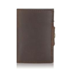 Expandable RFID Blocking Minimalist Metal Pop Up Wallet Slim Aluminum Card Holder Wallet for Men Eject Leather Card Holder