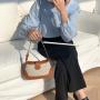 2024 New Product Stylish Sturdy Underarm Shoulder Bag Women Creative PU Stitching Canvas Handbags Luxury Ladies Korean Hand Bags