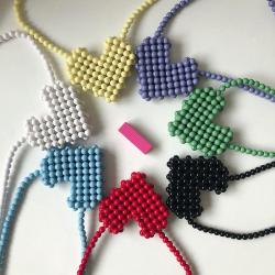 Handmade Mini Candy Color Beaded Heart Crossbody Bag Cute Multicolor Clear Handbag Purse and Messenger Bag for Women