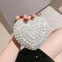 sac tendance 2024 Custom Popular Pearl Rhinestone Handbag Rose Pearl Evening Bags Ladies Heart Shiny Crystal Clutch Bag