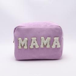 Keymay RTS Stock Personalized Party Gift Large Corduroy Makeup Pouch Chenille Letter Bag Travel Storage Bag Travel Cosmetic Bag