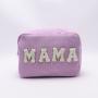 Keymay RTS Stock Personalized Party Gift Large Corduroy Makeup Pouch Chenille Letter Bag Travel Storage Bag Travel Cosmetic Bag