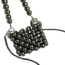 HR423 New Fashion Girls' Vintage Handmade Acrylic Bag Beaded Metal Handle Crossbody Bag Chain Woven Women's Mini Open Pocket Bag
