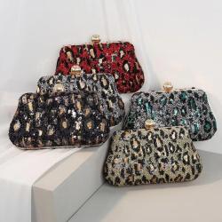 2022 New Arrivals Fashion Evening Bag Grace Embroidered Sequin Leopard Print  Banquet Clutch Luxury Handbags Purse For Women