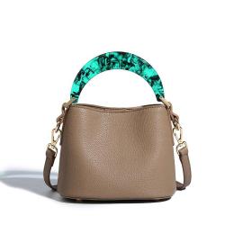 New Women's Resin Handle Bucket Bag Good Quality Single Shoulder Crossbody Bags Ladies Leather Handbag Support Customization