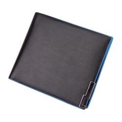 CUIKCA Short Leather Wallet For Men H007 Blue Edge Iron Included Angle Purse Photocards Wallets Leather Slim Card Holder