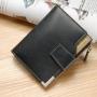 OEM015 Hot Sale Soft Leather Men Short Wallets Business Leisure 3 Folds Hasp Zipper Credit Card Holder Wallet Purse For Men