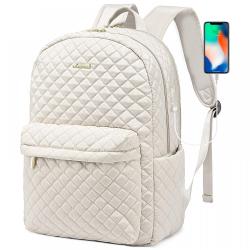 Quilted Travel Large Capacity Backpack Airline Approved Work Business Bookbag Teacher Bag Laptop Backpack Purse with USB Port