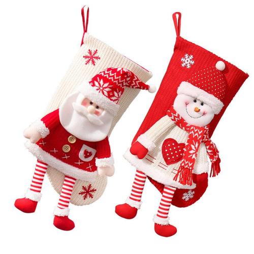 ZR514 Wholesale Christmas Decoration Lovely Old Man Snowman Candy Gift Socks Children Knit Christmas Stocking Socks Present