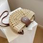 Hollow half round grass woven single shoulder crossbody leisure woven bag vacation beach bag