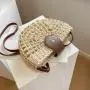 Hollow half round grass woven single shoulder crossbody leisure woven bag vacation beach bag