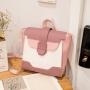 Contrast backpack Mini Backpack Children's Schoolbag Single Shoulder Messenger Bag Zipper Square Button Handbag for Ladies